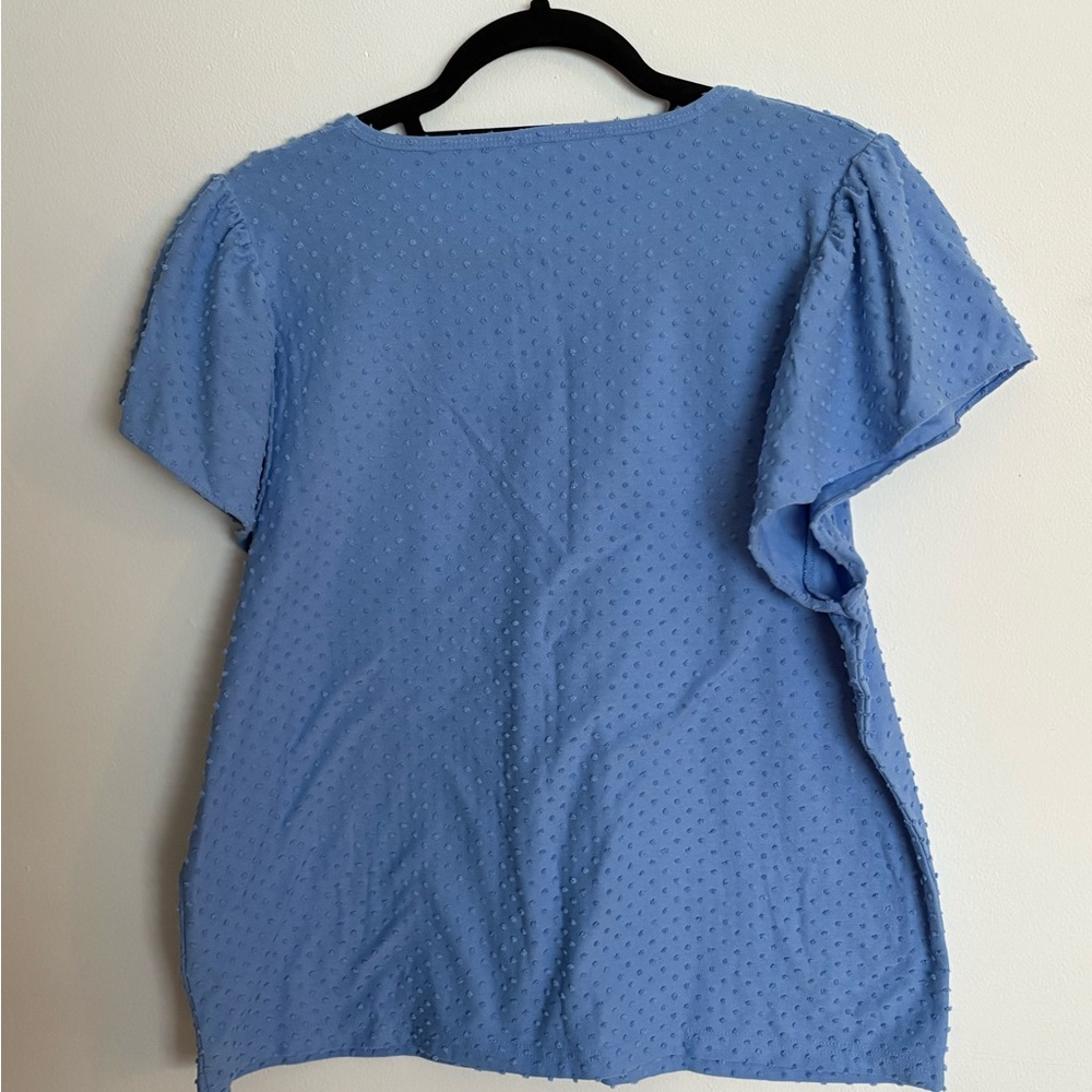 J. Crew Light Blue Textured Short Sleeve Top